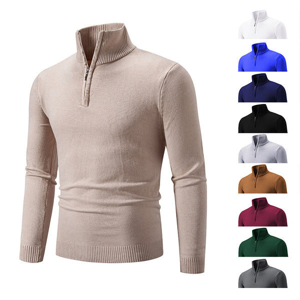 2023 Men's Plus Size Fleece Zip Mock Neck Sweater – Commerc Center